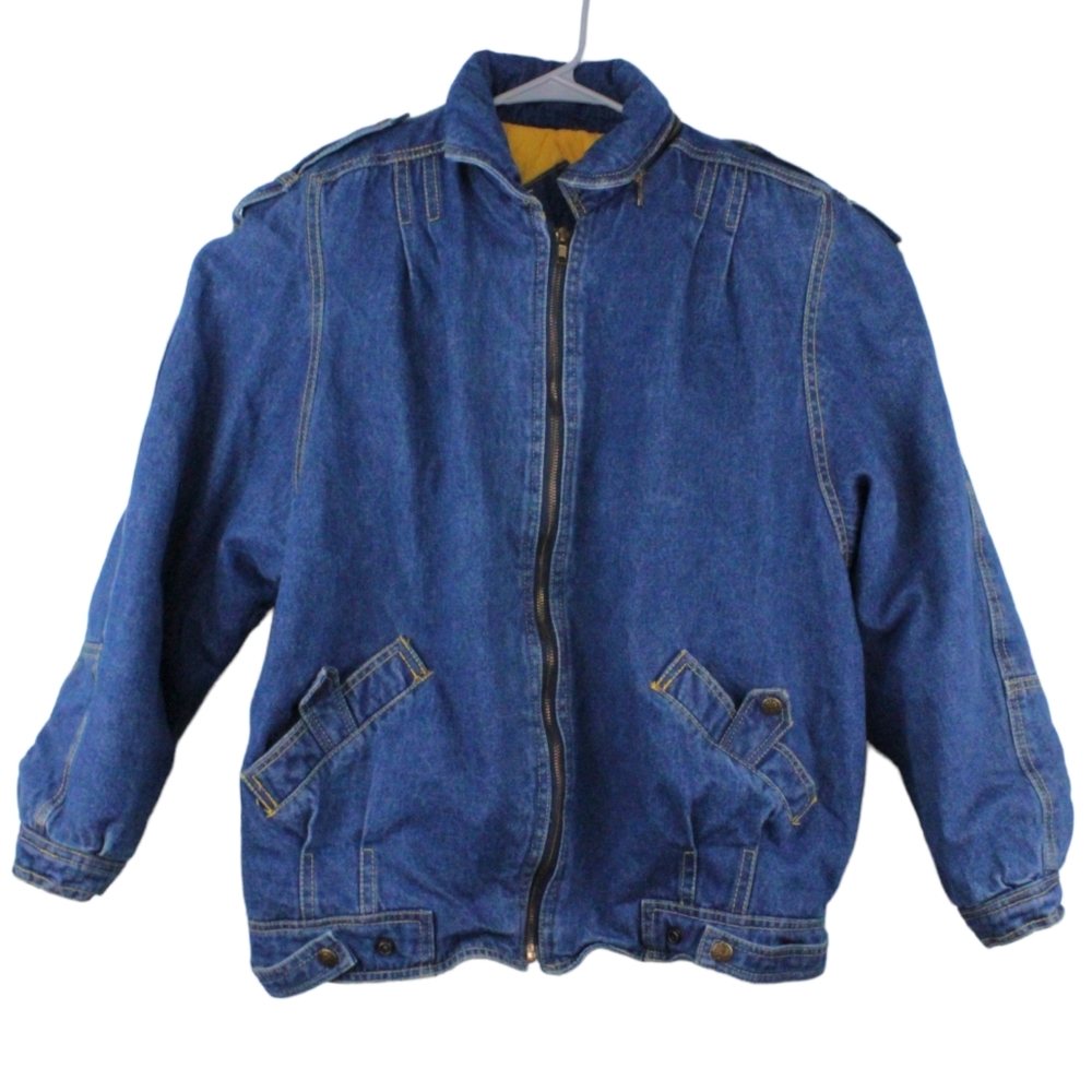 Vintage Bonjour Mens Oversized Puffy Two Toned Denim Jean Jacket Size Medium